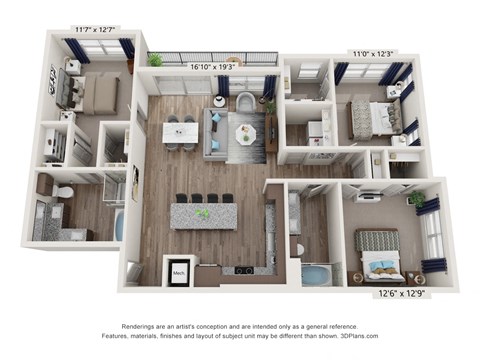 waters edge at mansfield c1 floor plan 3 bed 2 bath